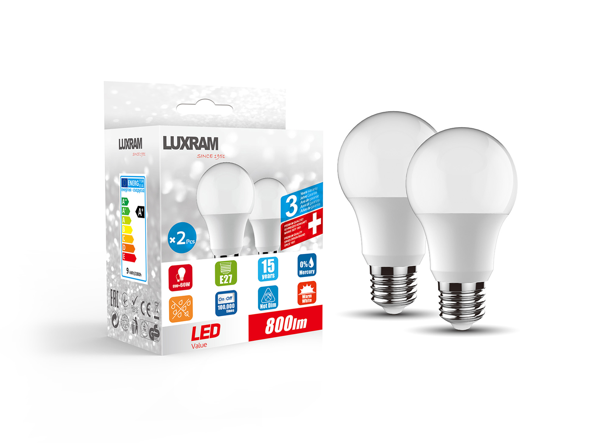Duo-pack LED Lamps Luxram GLS Duo-pack LED Lamps Luxram GLS
